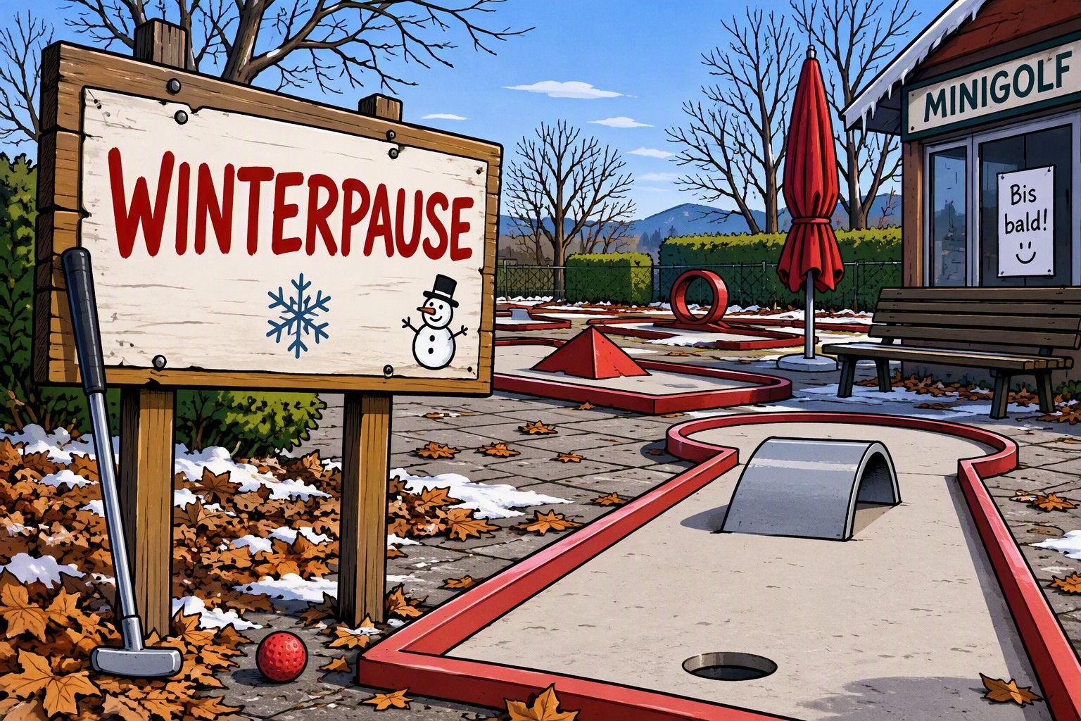 Schild Winterpause KI klein